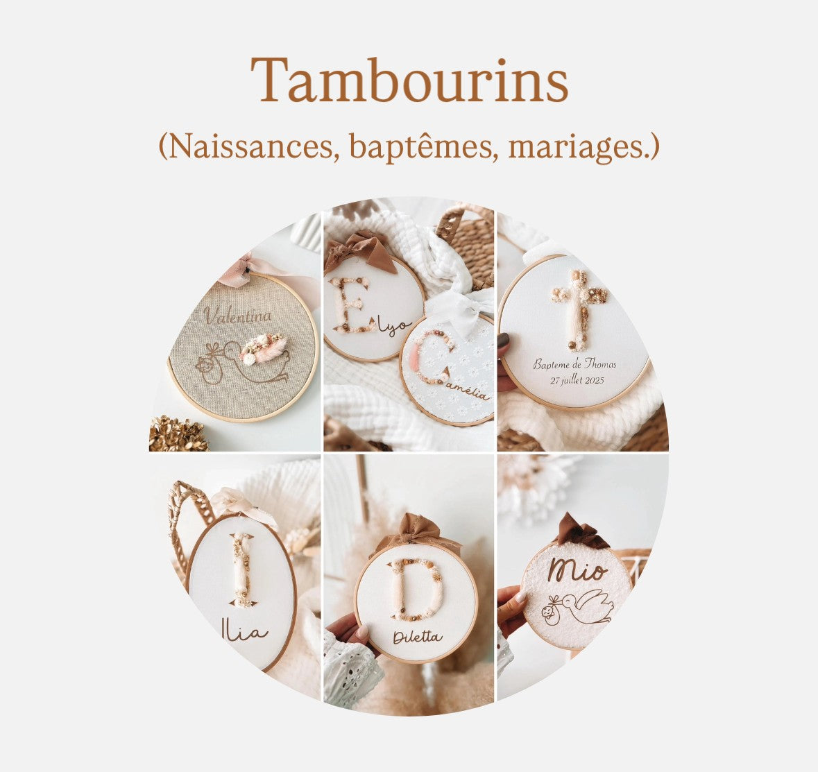 Les tambourins (naissances, baptêmes, mariages...)