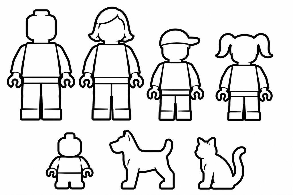 Cadre familial à personnaliser (personnage classique, Lego ou Playmobil)