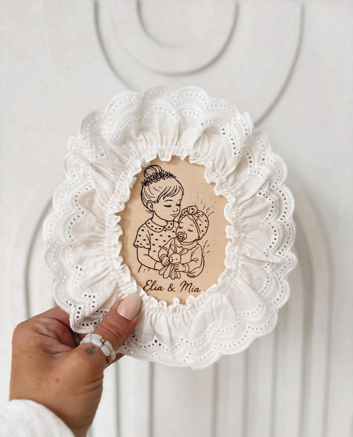 Mini cadre broderie anglaise