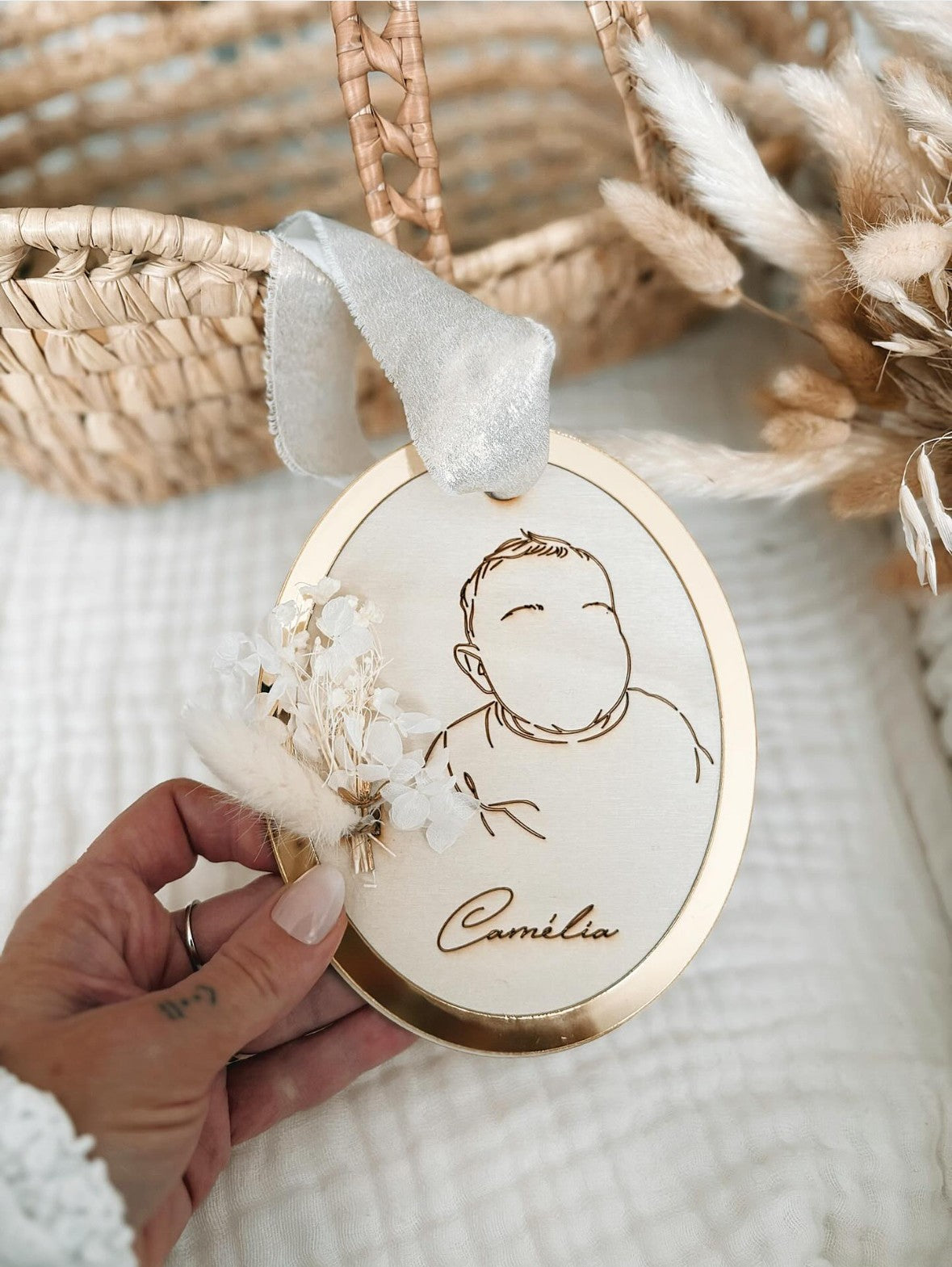 Médaillon ovale fleuri - à personnaliser