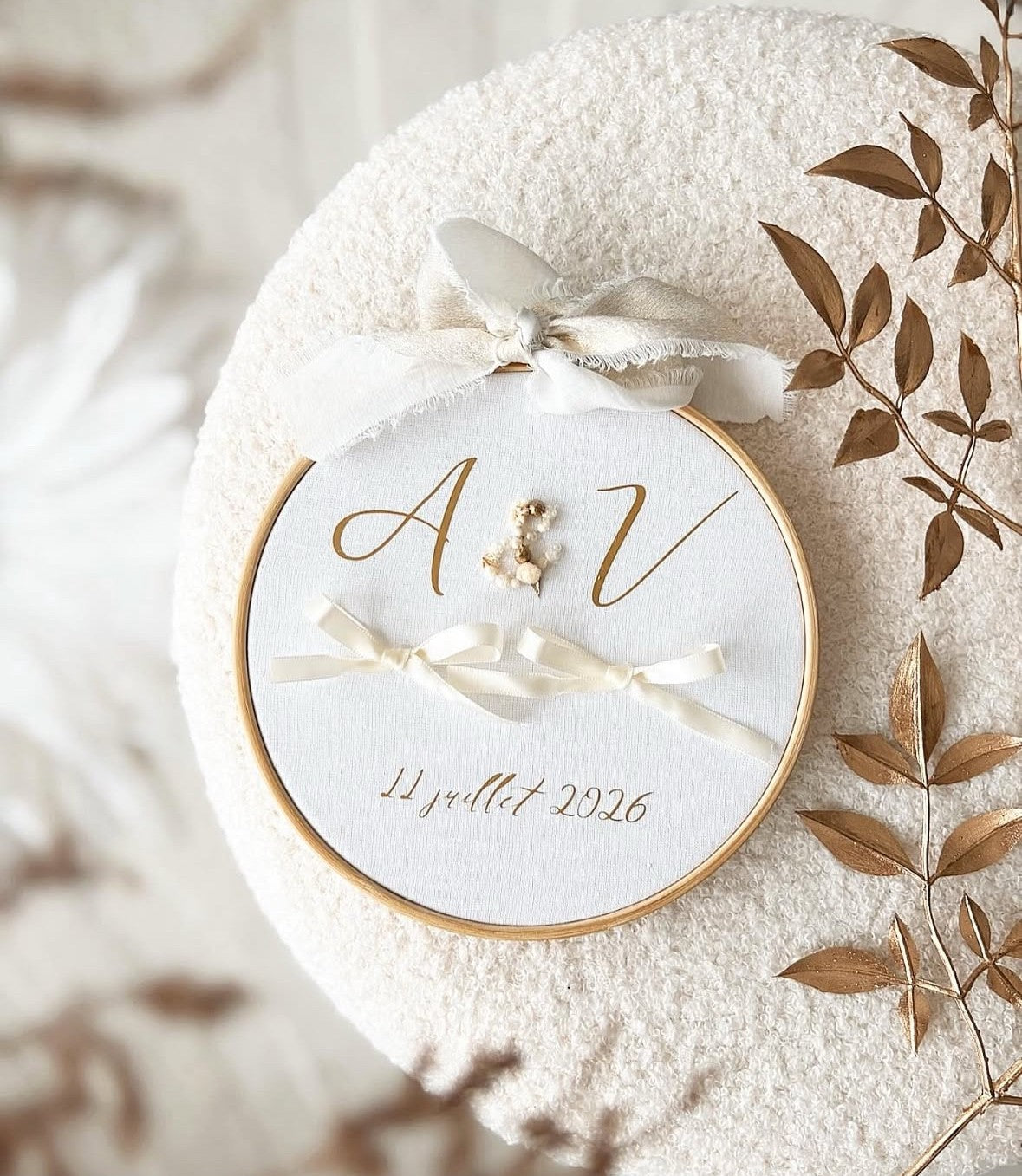 Tambourin porte alliance fleuri