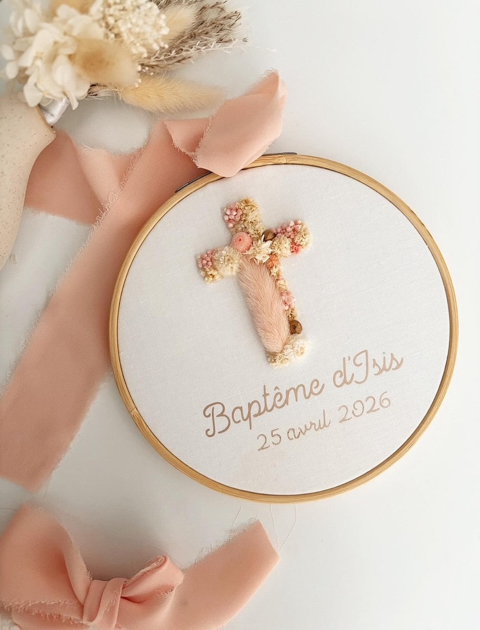 Tambourin Baptême fleuri
