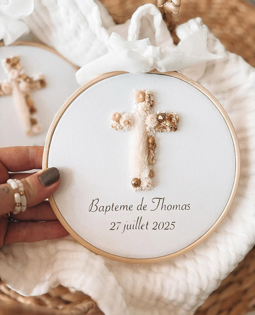 Tambourin Baptême fleuri